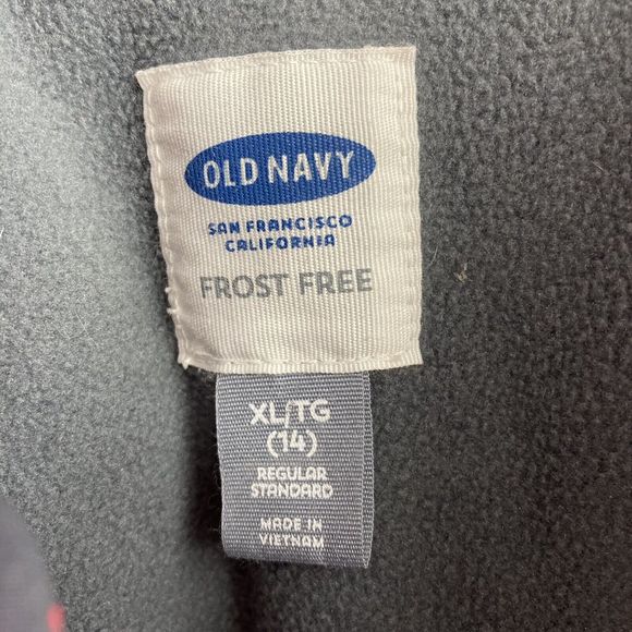 Old Navy Girls Frost Free Puffer Vest Grey Pink size XL 14 Full Zip Polka Dots - Picture 5 of 6